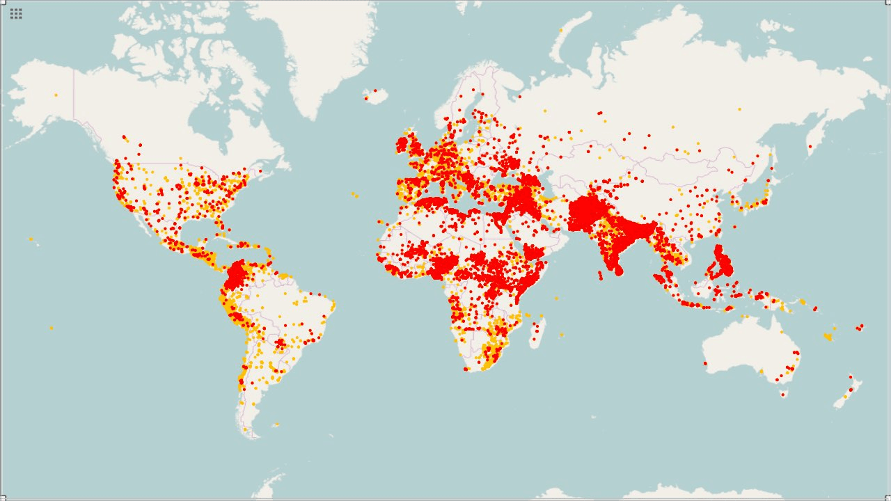 Real-time map of exposed AI instances. Each dot is someone's private data, publicly accessible to anyone.